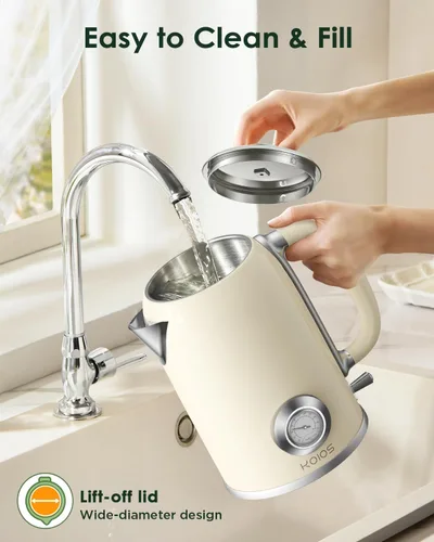 Miniatura 9 de Hervidor eléctrico de 1.8 L con medidor de temperatura, hervidor de té eléctrico de ebullición rápida de 1500 W, hervidor de agua caliente eléctrico