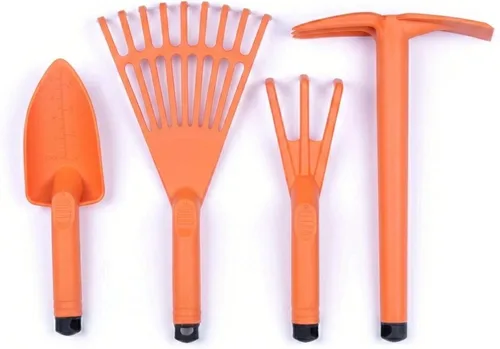 Mintra - Juego de herramientas de jardín de 4 piezas, herramientas de jardinería resistentes, incluye cultivador, pala, pala y rastrillo, material