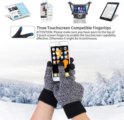 Miniatura 3 de Honnesserry Gorro de invierno para hombre con guantes de pantalla táctil, guantes cálidos para hombre y gorro, conjunto de guantes temáticos