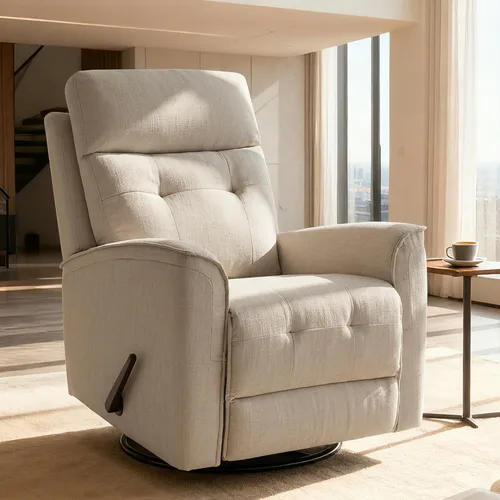 Miniatura 9 de Silla reclinable giratoria para adultos, silla mecedora, pequeña reclinable giratoria para espacios pequeños, sala de estar, dormitorio, caravana