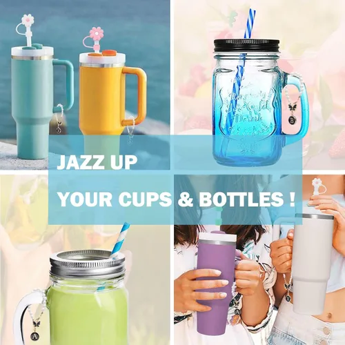 Miniatura 7 de Encanto de letra para Copa Stanley, accesorios de cadena de perlas, encantos de iniciales de Copa Stanley para asa, decoración de botella de agua