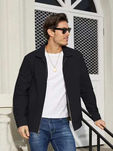 Miniatura 2 de TACVASEN Chaqueta Cortavientos Ligera para Hombre con Cremallera Completa Cuello Plegable Chaquetas Abrigo Casual Ligero con Bolsillos con Cremallera
