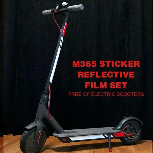 Miniatura 6 de Adhesivo reflectante para pedal AOVO/XIAOMI Mijia M365, rueda delantera y trasera, impermeable, repuesto (rojo-blanco)
