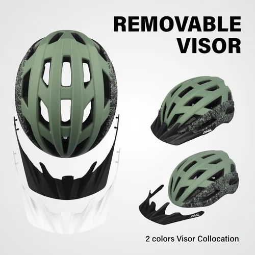 Miniatura 3 de Casco de bicicleta de carretera para adultos jóvenes, casco de bicicleta de montaña ajustable para hombres y mujeres con visera desmontable, 2 Verde