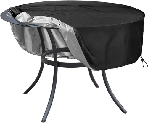 Miniatura 7 de Funda de mesa redonda, adecuada para mesa redonda de patio de 64 pulgadas de diámetro, tela Oxford de doble capa gruesa, antidesgarros, con asa, Gris