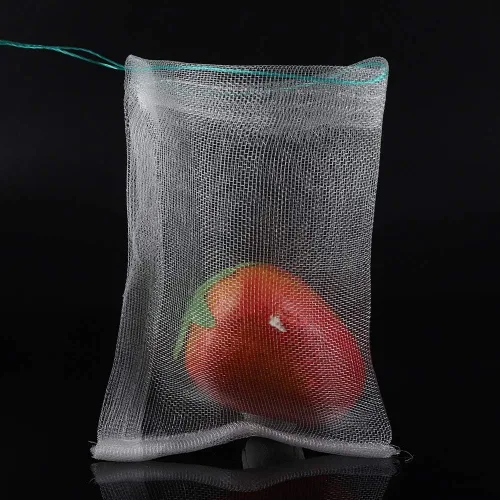 Miniatura 6 de Bolsas de nailon para protección de frutas, paquete de 100 unidades, fundas de malla reutilizables con cordón para árboles de jardín, tomates
