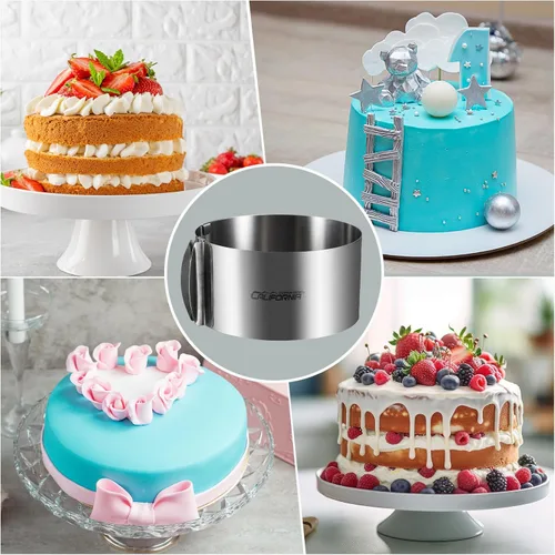 Miniatura 4 de CALIFORNIA CADE ELECTRONIC Molde para Pastel - Aro para Pastel - Aro Redondo Ajustable de Acero Inoxidable de 6 a 12 Pulgadas, Aro de Horneado de 6