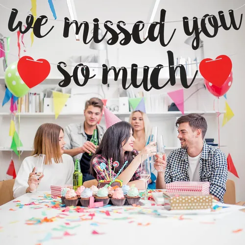 Miniatura 5 de Cartel de bienvenida a casa, pancarta con texto en inglés "We Missed You So Much", decoración de bienvenida para familia, reunión, amigos