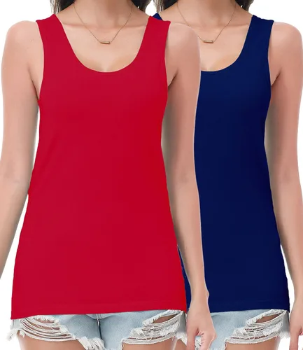 Miniatura 12 de wirarpa Camisetas sin mangas de algodón para mujer, cómodas, capa base, paquete de 2