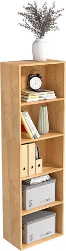Miniatura 9 de Organizador de Almacenamiento de Madera de 3 Cubos, Estantería Baja de 3 Niveles Organizador de Exhibición de Almacenamiento Independiente, Estante