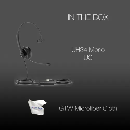 Miniatura 3 de Global Teck Worldwide GTW Yealink UH34 Mono UC Auriculares con cable (USB-C), se conecta al teléfono de escritorio, PC/Mac, Softphones - Funciona