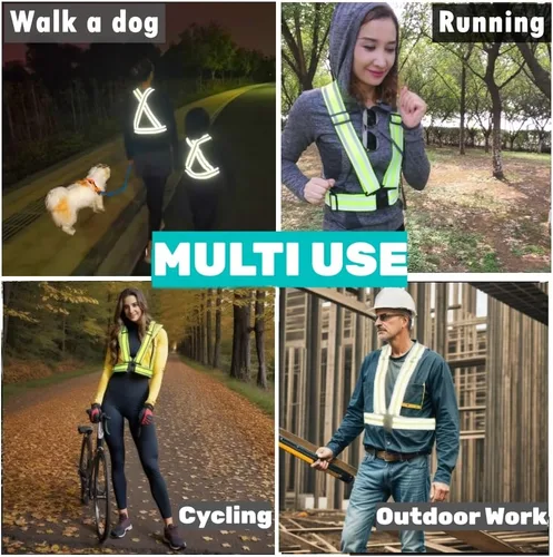 Miniatura 4 de Correas de alta visibilidad Chaleco de seguridad Ajustable y elástico Equipo reflectante para correr, caminar, ciclismo, trabajadores