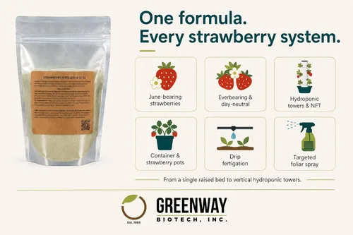 Miniatura 4 de Greenway Biotech, Inc. Fertilizante de fresa 8-12-32 en polvo, soluble en agua con micronutrientes quelados para fresas, arándanos, frambuesas