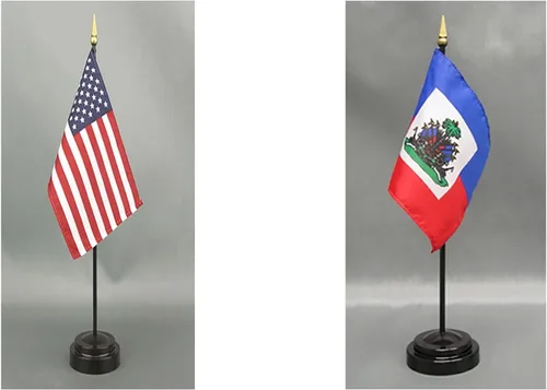 Miniatura 66 de Juego de banderas de escritorio de Afganistán, hecho en Estados Unidos, de rayón de 4 x 6 pulgadas, escritorio de oficina y pequeñas banderas