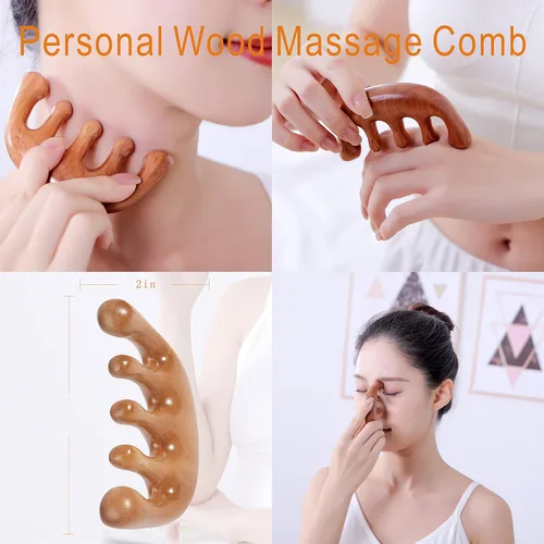 Miniatura 4 de Herramientas de masaje de terapia de madera, kit de maderoterapia, herramientas de escultura corporal para drenaje linfático y anticelulitis.