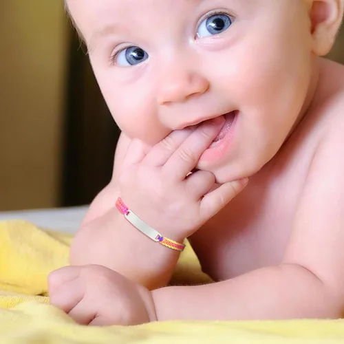 Miniatura 69 de Pulsera de barra para bebé: chapado en oro de 18 quilates, pulsera con placa de identificación personalizada para niños pequeños de mamá, nombre