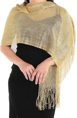 Miniatura 4 de Aster Chales metálicos brillantes y envolturas para vestidos de noche con hebilla para mujer, chales y envolturas para fiesta, novia, dama de honor