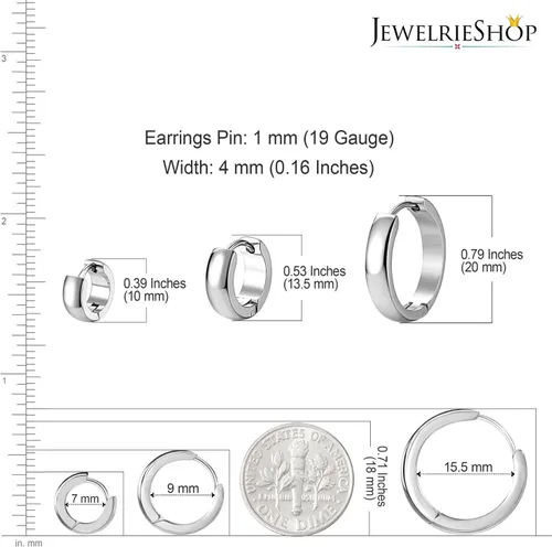 Miniatura 3 de JewelrieShop Hoop Earrings Set Gold Surgical huggie Earrings, Hypoallergenic Huggie Ear Piercings Endless Huggie Hoop Earrings for Men Earrings