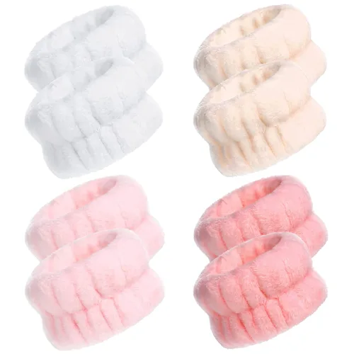 Muñequeras para lavar la cara, pulseras de spa, 8 unidades, toallas de muñeca de microfibra, pulseras de lavado facial, bandas absorbentes para