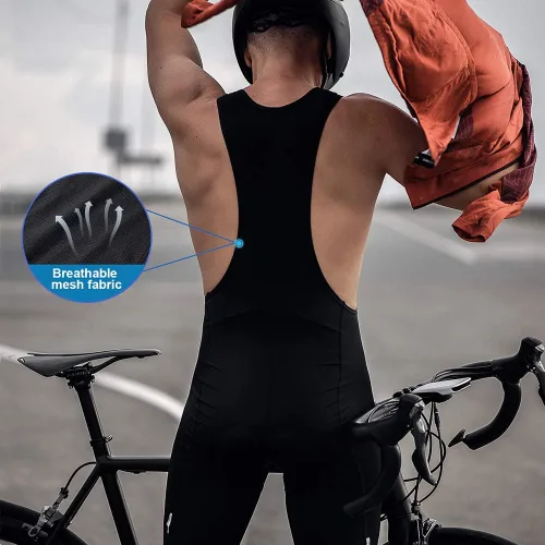Miniatura 6 de Santic Mallas de ciclismo con peto para hombre, acolchadas, largas acolchadas con bolsillo