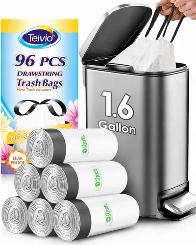 Miniatura 18 de Teivio Bolsas de basura grandes con cordón de 20 galones, 26 unidades, bolsas de basura fuertes y altas para cocina, hogar, oficina, residuos