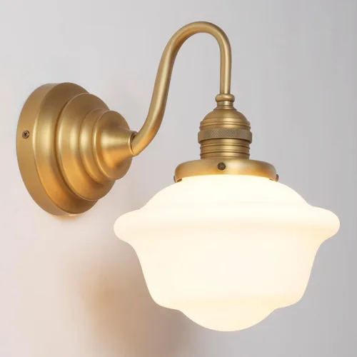 Miniatura 9 de Apliques de Pared Dorados, Luz de Tocador de Baño Cableada con Cuenco Rayado de Vidrio Esmerilado, Lámpara de Pared Montada de Latón Vintage