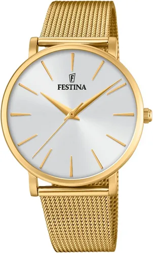 Festina F204761 - Reloj de cuarzo para mujer con correa de acero inoxidable color dorado