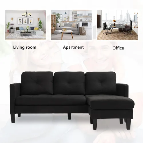 Miniatura 7 de Sofá modular convertible, sofá en forma de L, moderno juego de sofá de 3 asientos con diván reversible para sala de estar pequeña, apartamento