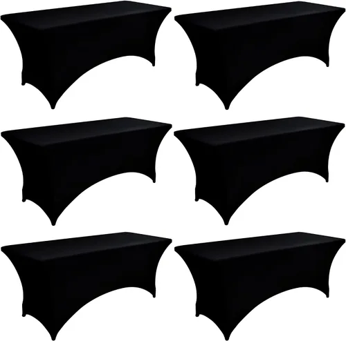 Miniatura 24 de Paquete de 2 Cubiertas de Mesa de Spandex de 4 pies para Mesas Plegables Rectangulares - Manteles Elásticos Ajustados Resistentes a las Arrugas