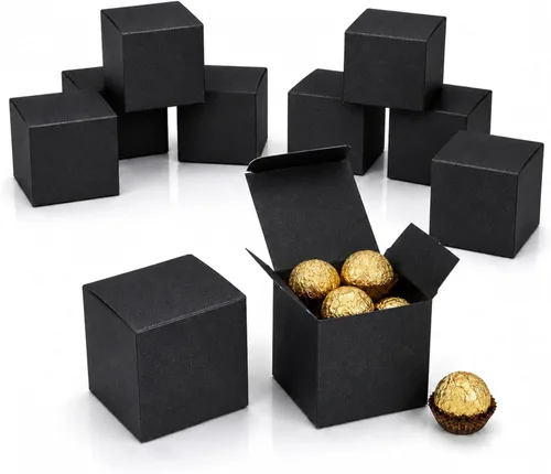 Miniatura 5 de Quotidian Cajas de regalo plegables de papel perlado italiano vintage con purpurina y tapas, de 3 x 3 x 3 pulgadas (7.6 x 3.0 x 3.0 x 3.0 in)