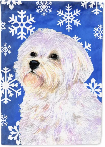 Miniatura 228 de Caroline's Treasures SC9374GF Bulldog English Snow flakes Holiday Garden Flag Buzón Bandera decorativa para patio exterior, patio, obras de arte