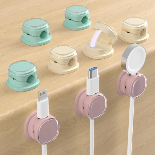 Miniatura 18 de Clips de cable magnéticos, soporte de cable ajustable, organizador adhesivo de alambre para hogar, oficina, escritorio, teléfono, PC, automóvil