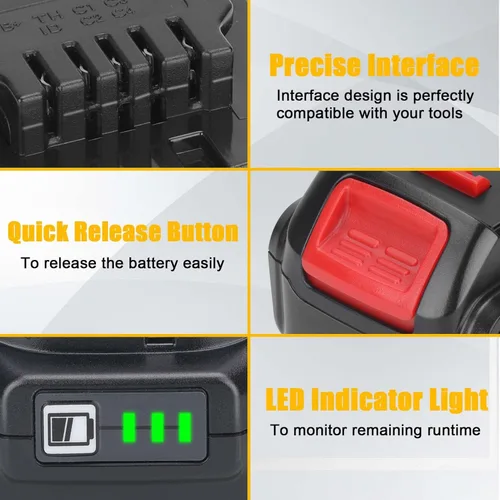 Miniatura 5 de Batería de repuesto de 20 V para Dewalt 20 V Max DCB201 DCB200 DCB204 DCB206 DCB203, compatible con batería y herramientas Dewalt de 20 V, 6500 mAh