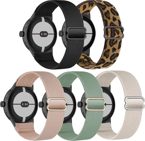 Miniatura 7 de Paquete de 5 correas elásticas de nailon compatibles con Google Pixel Watch 4, 3, 1.614 in, Google Pixel 2, Google Pixel 2, correas elásticas