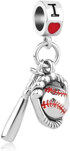 LovelyJewelry - Abalorio de fútbol, baloncesto, béisbol, fútbol, hockey y deportivo para pulsera, cobre, LovelyJewelry_DPC_FA71