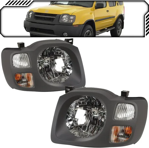 EPIC LIGHTING Faros delanteros halógenos estilo OE color gris oscuro, repuesto para NISSAN 02-04 NISSAN XTERRA XE [NI2502147 NI2503147 260607Z825