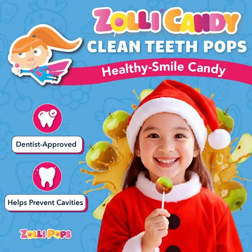 Miniatura 2 de Zolli Holiday Clean Teeth Pops - Caramelos sin azúcar con xilitol, sin colorantes, aptos para dieta cetogénica y diabéticos, golosinas aprobadas por
