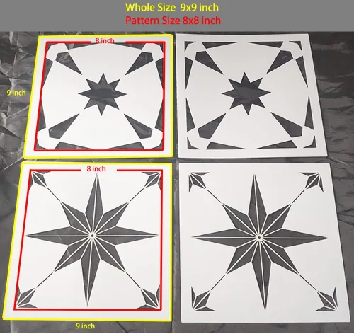 Miniatura 7 de 4 plantillas de azulejos reutilizables de 8 x 8 pulgadas, plantillas de concreto para patio, plantillas de piso para pintar pisos, plantillas