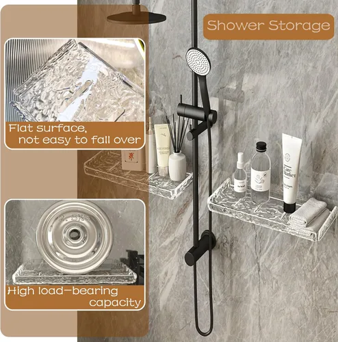 Miniatura 3 de Organizador de ducha, estante flotante de pared, organizador transparente montado en la pared para almacenamiento de baño y másacrílico sin taladrar