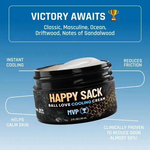 Miniatura 2 de Derm Dude Happy Sack Ball - Desodorante y crema cómoda para hombres, defensa del sudor antirozaduras, control de olores, desodorante e higiene sin