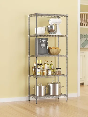 Miniatura 2 de SINGAYE Estantería de Alambre Ajustable Estantes de Almacenamiento Unidades de Pie para Cocina Armario Lavandería Baño Organizadores Despensa de Gris