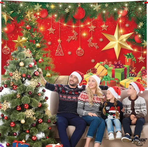 Miniatura 4 de KatchOn, Pancarta de Navidad Extra Grande - 72x44 Pulgadas, Roja, Tela de Tela, Incluye Rollo de Cinta Roja - 20 Pies, Perfecta para Decoraciones
