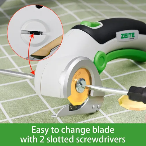 Miniatura 8 de ZEITE Tijeras inalámbricas de 4V, cortador eléctrico de cajas de cartón con cuchillas HSS recubiertas de titanio, ideal para cortar cuero, alfombra