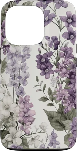 Miniatura 10 de Funda para iPhone XR White Violet Purple Lavender Lilac Floral con flores botánicas