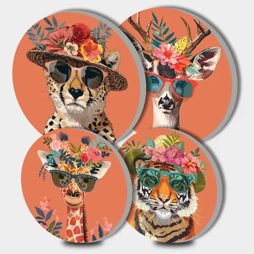Miniatura 12 de Nordics - Juego de 4 fundas para quemadores de flores étnicas bohemias, estilo rústico, arte floral indio, patrón geométrico abstracto, quemador