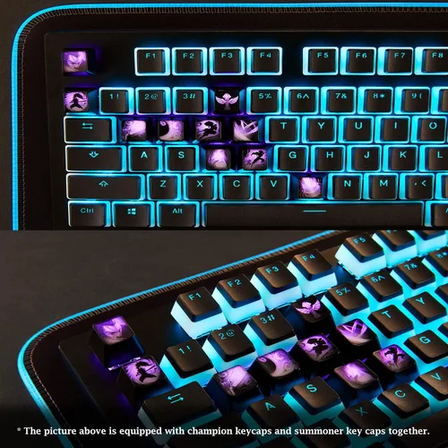 Miniatura 5 de League of Legends - Teclas personalizadas (Champion Alistar) - Grabado con láser con retrato de cada campeón, pasivo y habilidades. Se adapta a