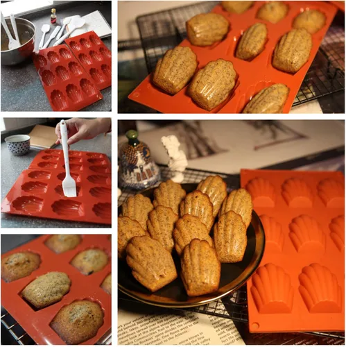 Miniatura 4 de Meajore Madeleine - Molde de silicona para hacer galletas Madeline, molde antiadherente para hornear con 9 cavidades, para hacer galletas Madeleine