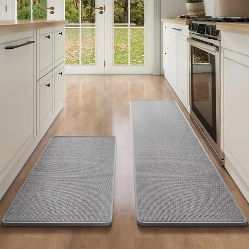 Miniatura 40 de YDKGL Tapetes de cocina para piso, alfombras de cocina súper absorbentes, antideslizantes, lavables, de lino sintético suave trenzado, alfombra