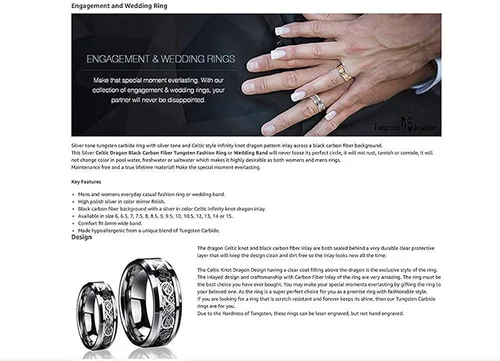 Miniatura 5 de Juego de anillos de boda con incrustaciones de madera de koa hawaiana de titanio de 0.315in0.236in