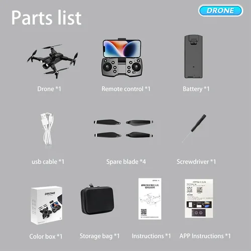 Miniatura 7 de Drone sin escobillas con cámara ESC FPV plegable con funda de transporte, giro de 360°, regalos de juguetes para niños y adultos, flujo óptico